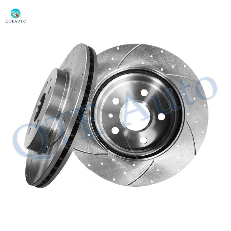 Rear 315mm Drilled Slotted Brake Disc Rotors For 2010 2011 Saab 9-5