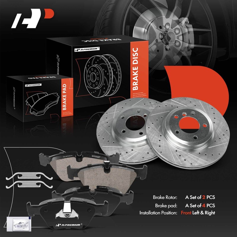 Drilled Brake Rotors & Ceramic Brake Pads Front for BMW 330Ci 330xi 330i E46 Z4 gallery