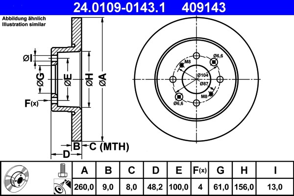 ATE 24.0109-0143.1 Brake Disc for Honda