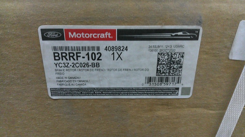 OEM Motorcraft/Ford BRRF-102 / YC3Z-2C026-BB Brake Rotor Rear