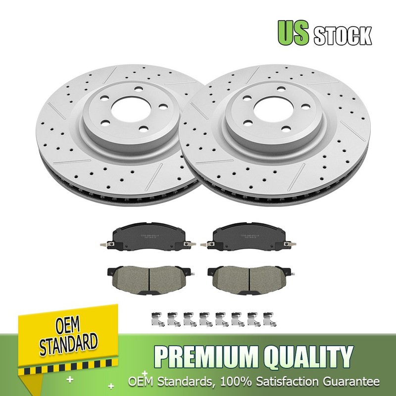 345mm Front Drilled Disc Rotors & Brake Pads for 2020-2025 Ford Explorer Aviator