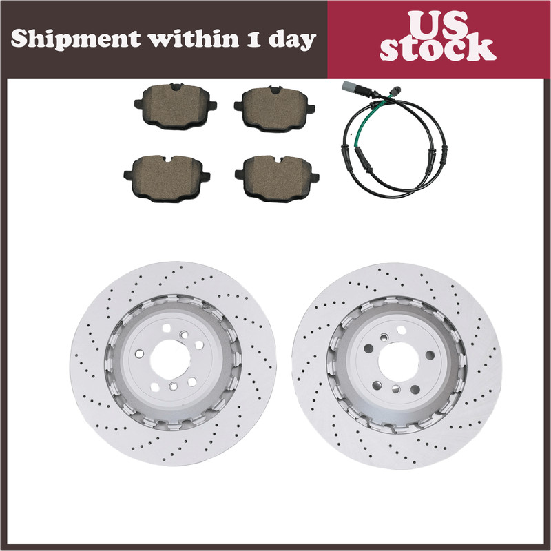 NEW For BMW F06 F10 F13 M5 Set of Rear Vented & Drilled Disc Brake Pads & Rotors
