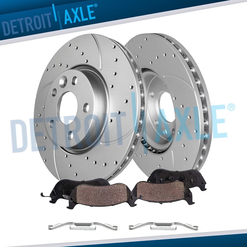 Front Drilled Slotted Brake Rotors and Brake Pads for Volvo S60 S80 V60 V70 XC70