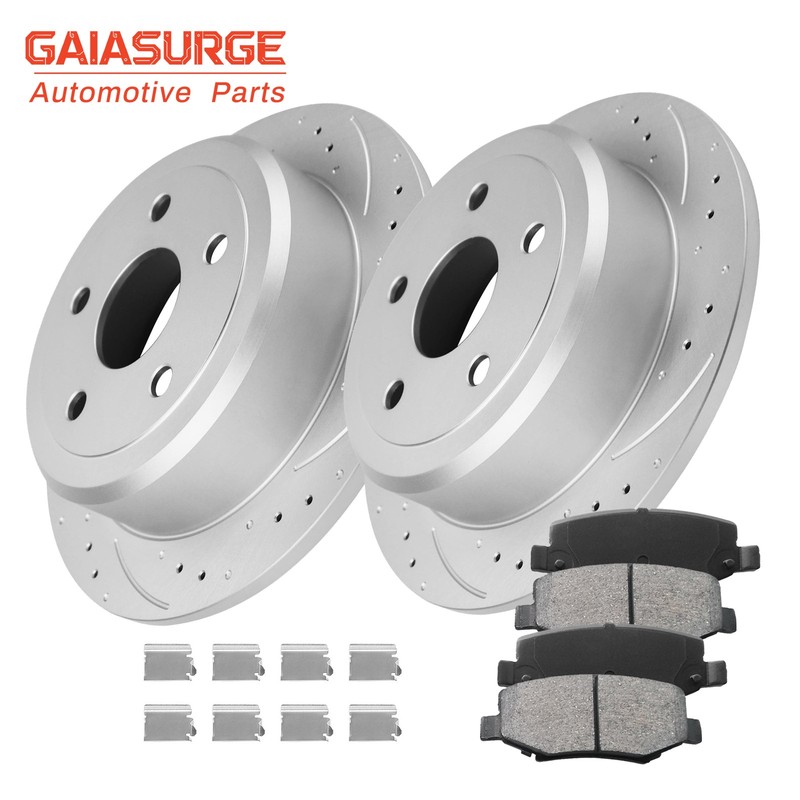 Rear Drilled Brake Rotors Brake Pads for 2007 2008 2009 – 2017 Jeep Wrangler JK