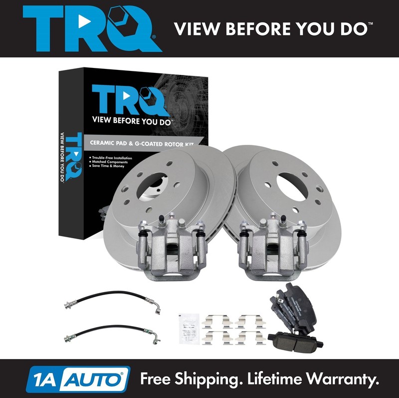 TRQ Rear Brake Pad & Rotor Kit Ceramic Premium G-Coated For 03-05 350Z G35
