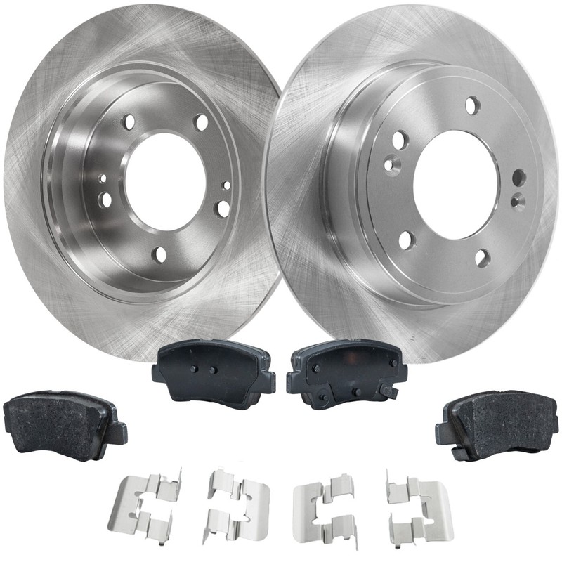 Rear Brake Disc and Pad Kit For 2014-2020 Kia Soul Organic Plain Surface