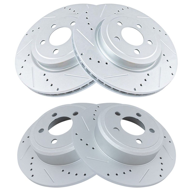 TRQ Brake Rotor Performance Cross Drilled & Slotted G-Coated Pair gallery