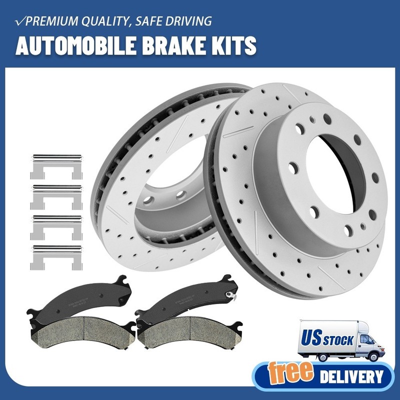 Front Drilled Disc Rotors+Brake Pads for Chevy Silverado 1500 HD Sierra 1500 HD