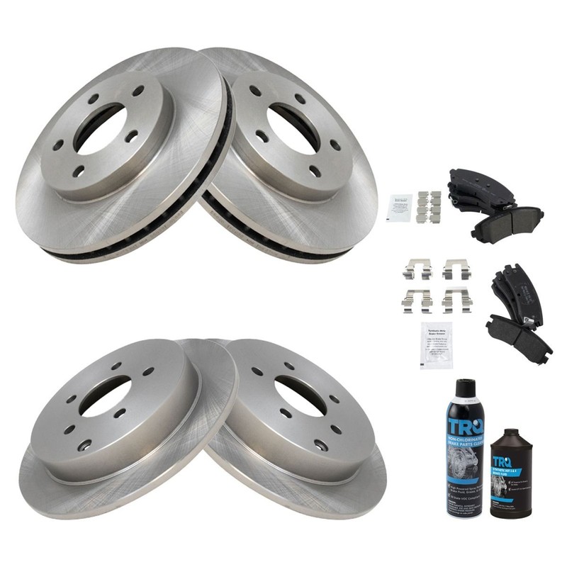 TRQ Brake Pad Rotor Kit Semi Metallic Front Rear Kit w/Chemicals gallery