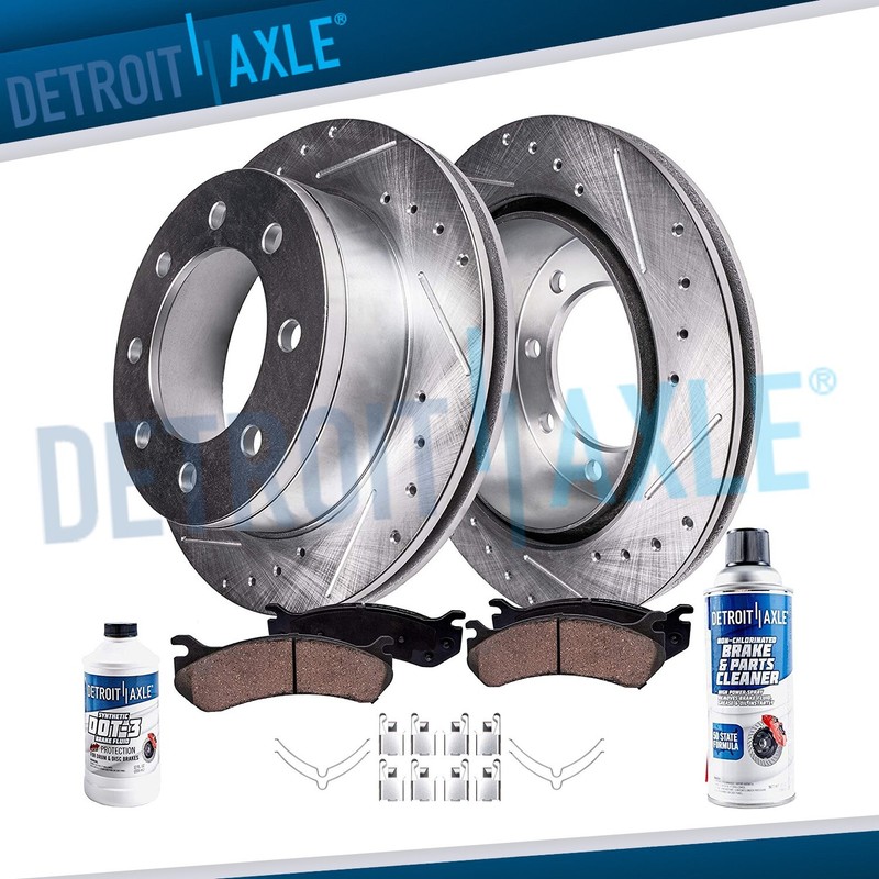 331mm Front Drilled Rotors Ceramic Brake Pads for 99-04 Ford Excursion F-250 SD