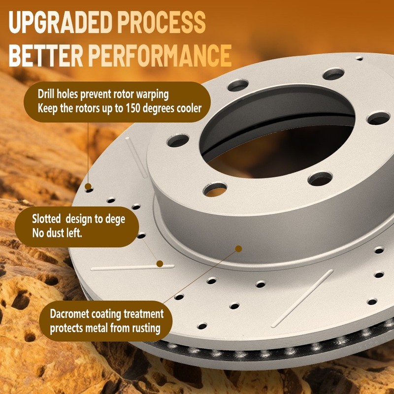 296mm Front Drilled Slotted Brake Rotors Ceramic Pads for 2002-2006 Toyota Camry gallery