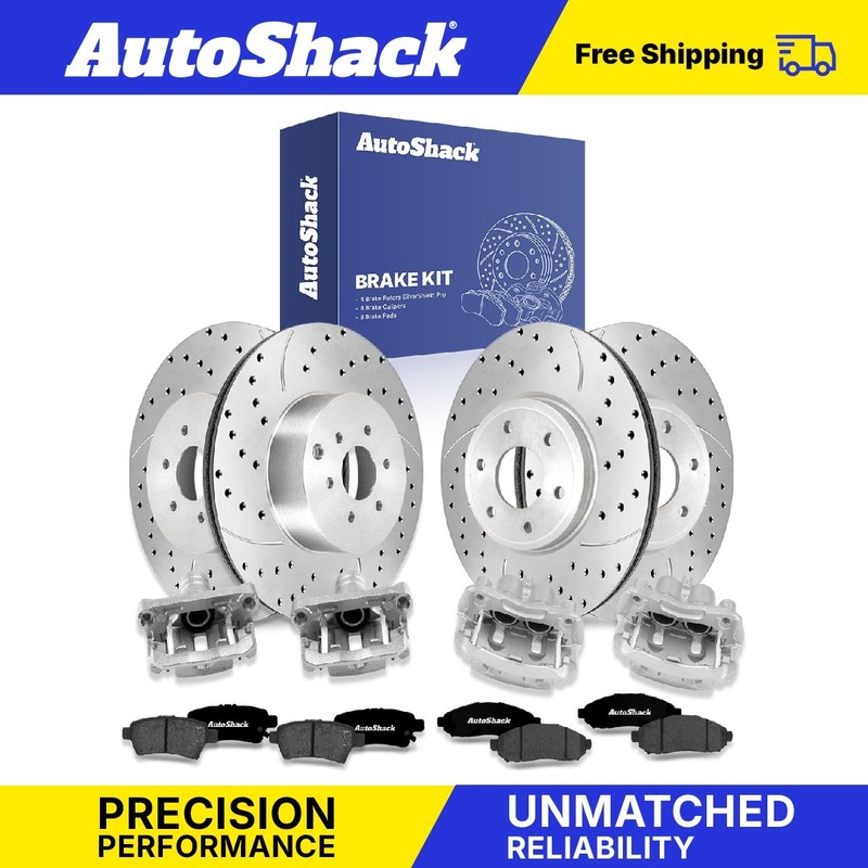 Front Rear Drilled Slotted Brake Rotors Pad Caliper for Nissan, Xterra 06-07