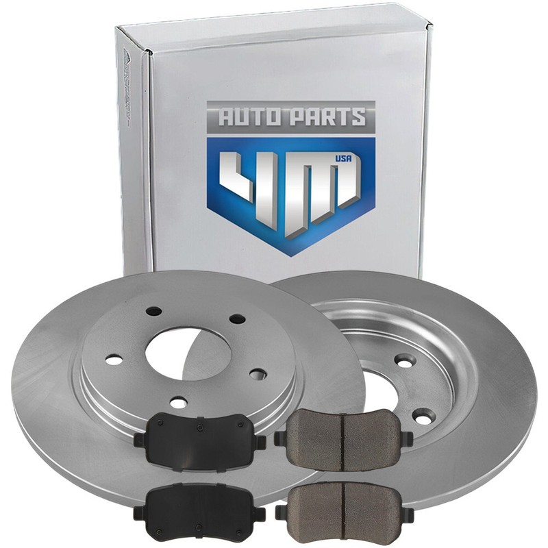 4M Auto Parts Rear Solid Disc Brake Rotors & Pads for Dodge Journey 12-09; 305mm