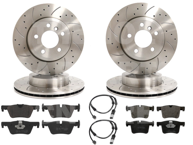 Front Rear Brake Discs Drilled Grooved Set Of Pads For Bmw F30 F31 312mm 300mm
