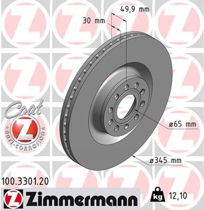 Zimmermann 100.3301.20 Standard Coat Z Disc Brake Rotor