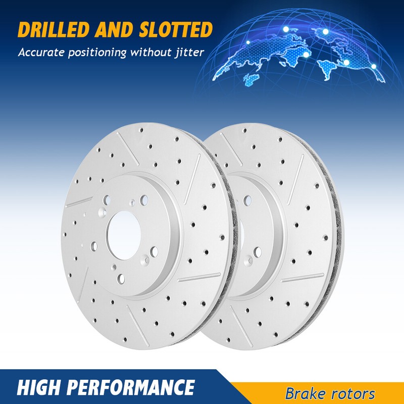 Front Drilled & Slotted Disc Brake Rotors For Acura TSX MDX Honda Accord Pilot