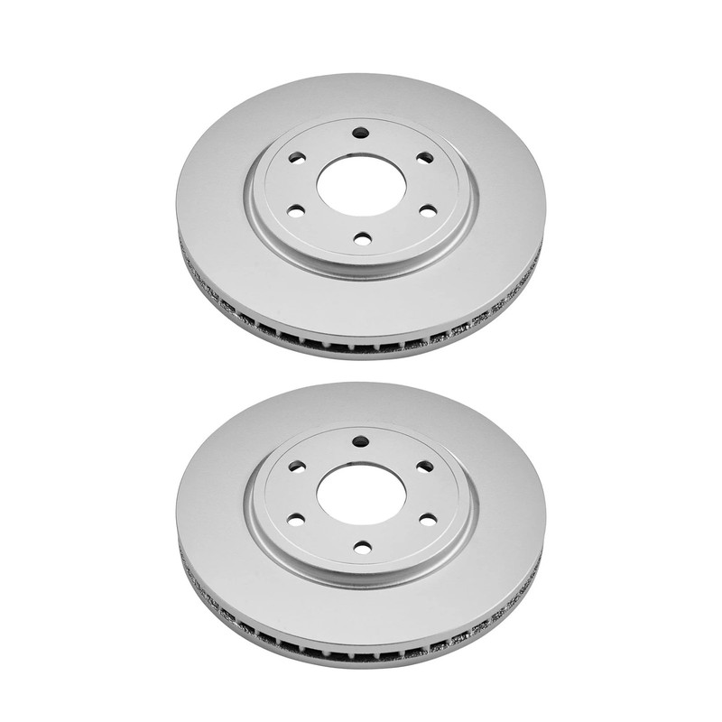 Front Set of 2 Geomet Coated Disc Brake Rotors PowerStop JBR1166EVC