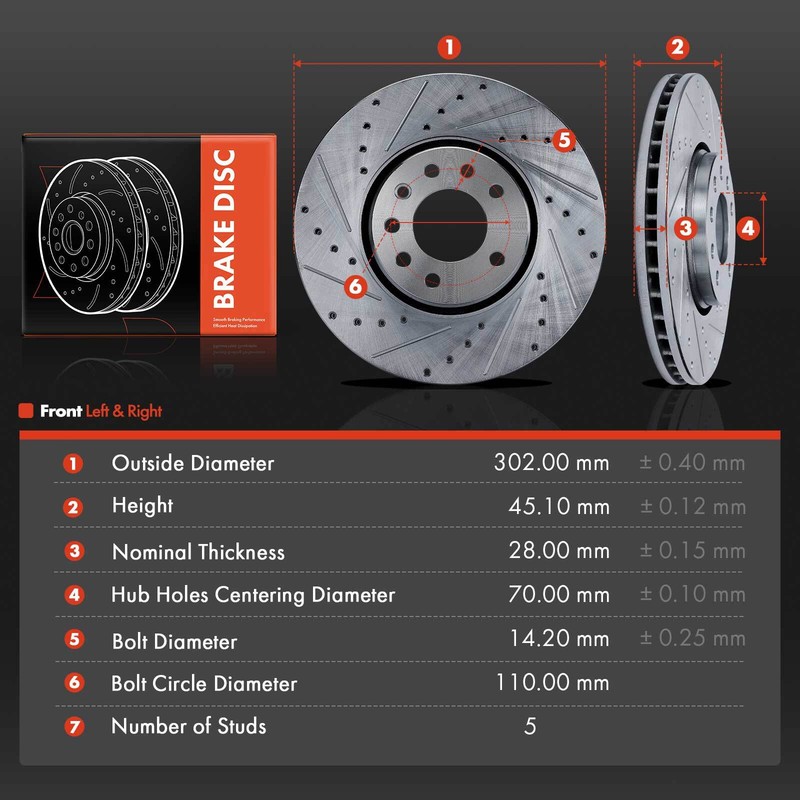 2x Front LH & RH Side Drilled Brake Rotors for Saab 9-3X 2010-2011 9-3 2003-2011 gallery