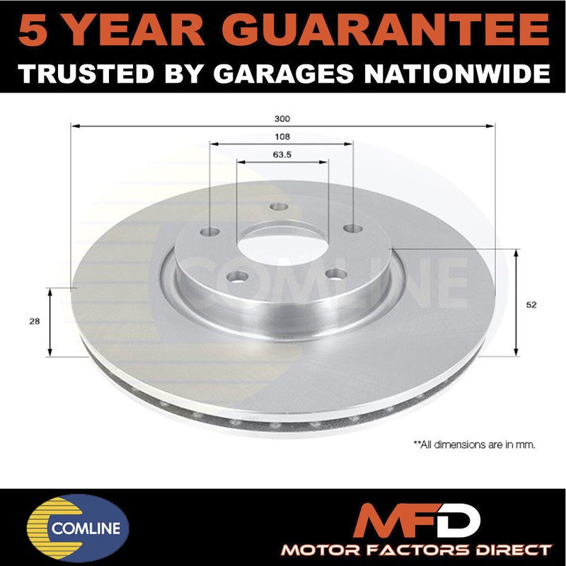 Fits Ford Mondeo 2007-2015 + Other Models Comline Front Brake Disc #1