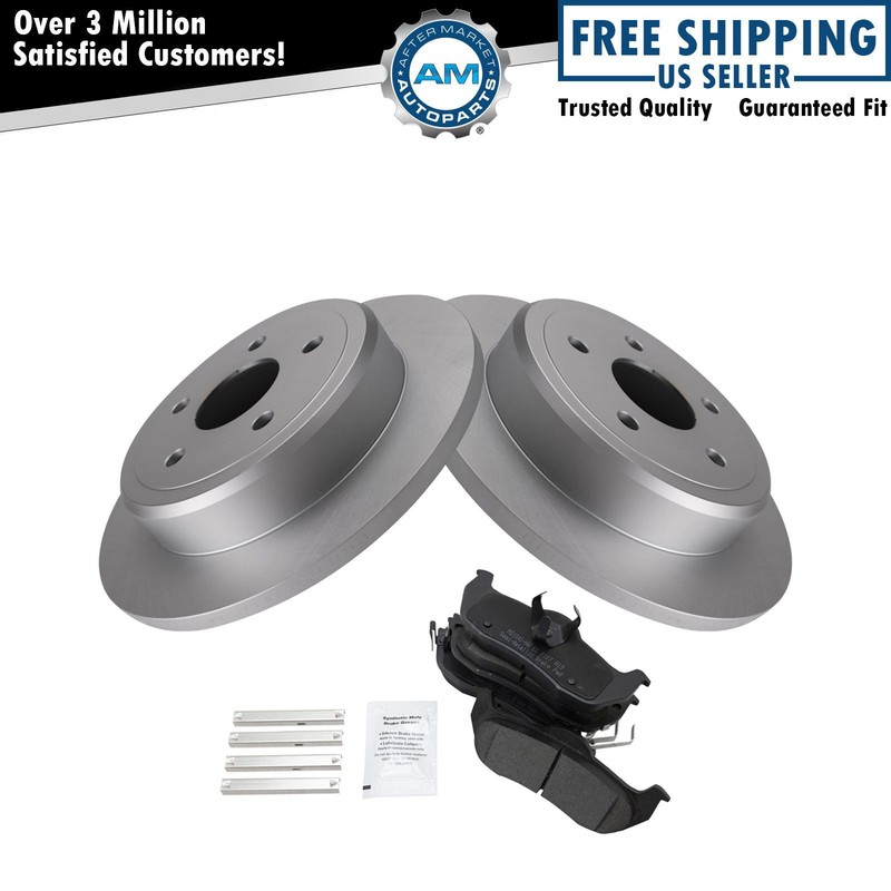 Rear Semi-Metallic Brake Pad & Coated Rotor Kit w/Fluids for Jeep Truck SUV
