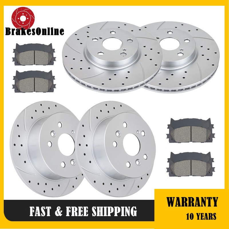 ​299mm Front + 280mm Rear Brake Rotors Pads Kit for Ford Fusion Drilled Brakes