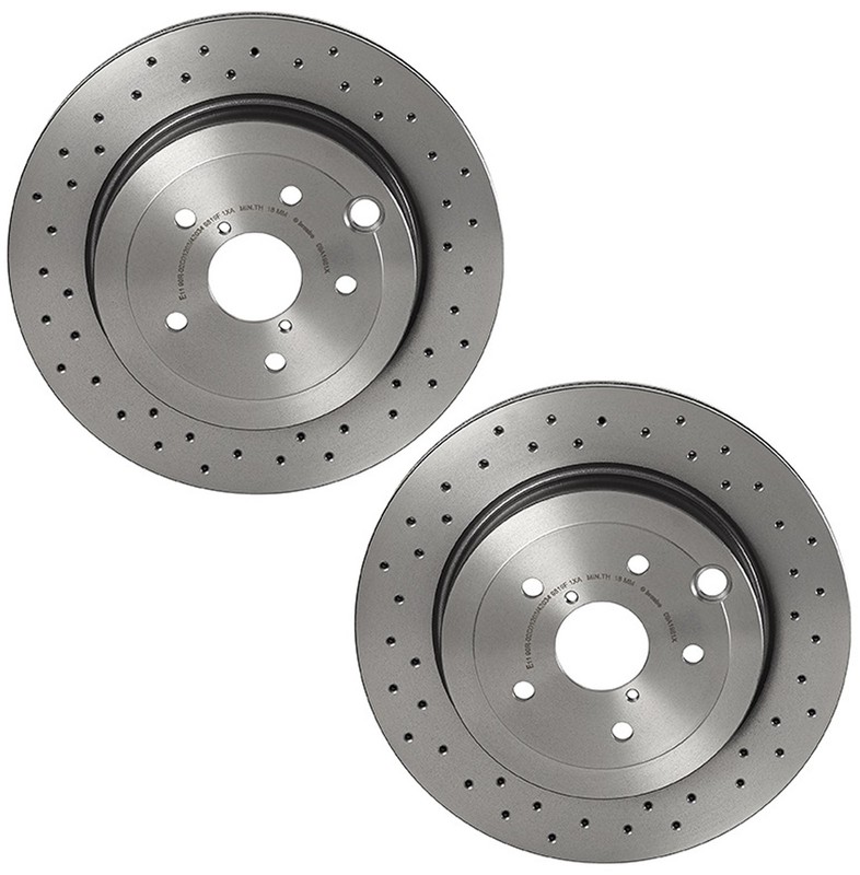 Brembo Xtra Pair Set 2 Rear Drilled Brake Disc Rotors for Subaru Impreza WRX STI