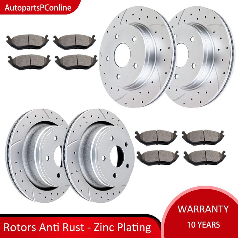 Front & Rear Drilled Rotors & Brake Pads Kit for Dodge Ram 1500 Durango Chrysler