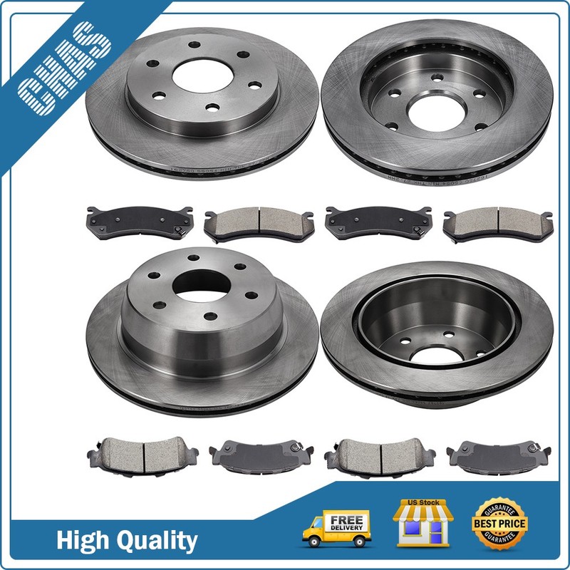 Front And Rear Brake Ceramic Pads & Rotors Kit For 1999 2000-2007 Chevrolet GMC