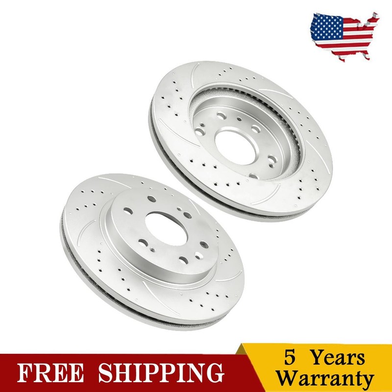 Front Drilled and Slotted Rotors 330mm Fits 14-18 Chevy Silverado 1500 55097