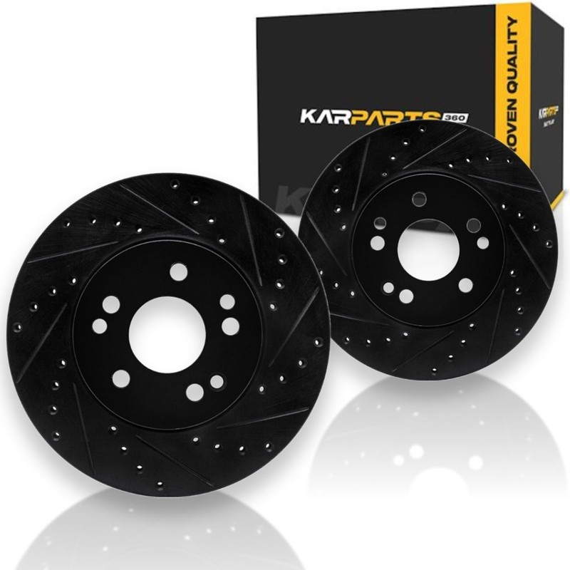 For Mercedes-Benz 300CE 1990-1993 Rotor Set | Drilled and Slotted | Black