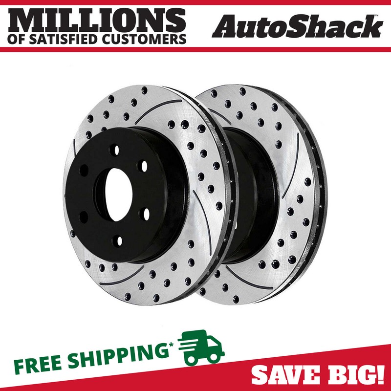 Front Drilled Slotted Brake Rotors Black Pair 2 for 2002-2006 Lincoln Navigator