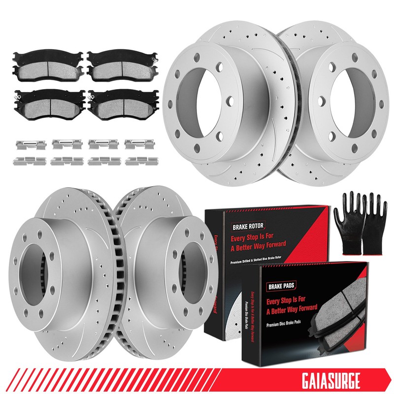 Front and Rear Brake Rotors Pads fit for Dodge RAM 1500 2500 3500 Drilled Brake