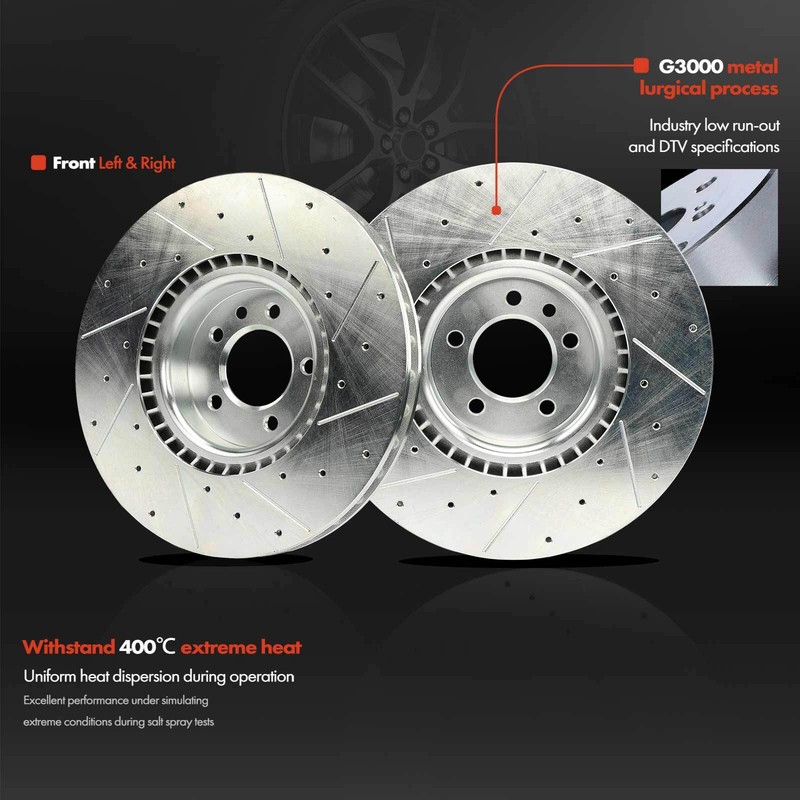 Front Drilled Brake Rotors & Ceramic Brake Pads for Land Rover Range Rover Sport gallery