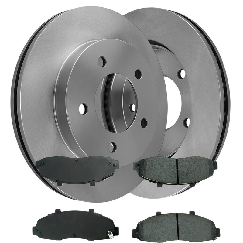 Front Right & Front Left Vented Brake Rotors With Pads For Ford F-150 04-97