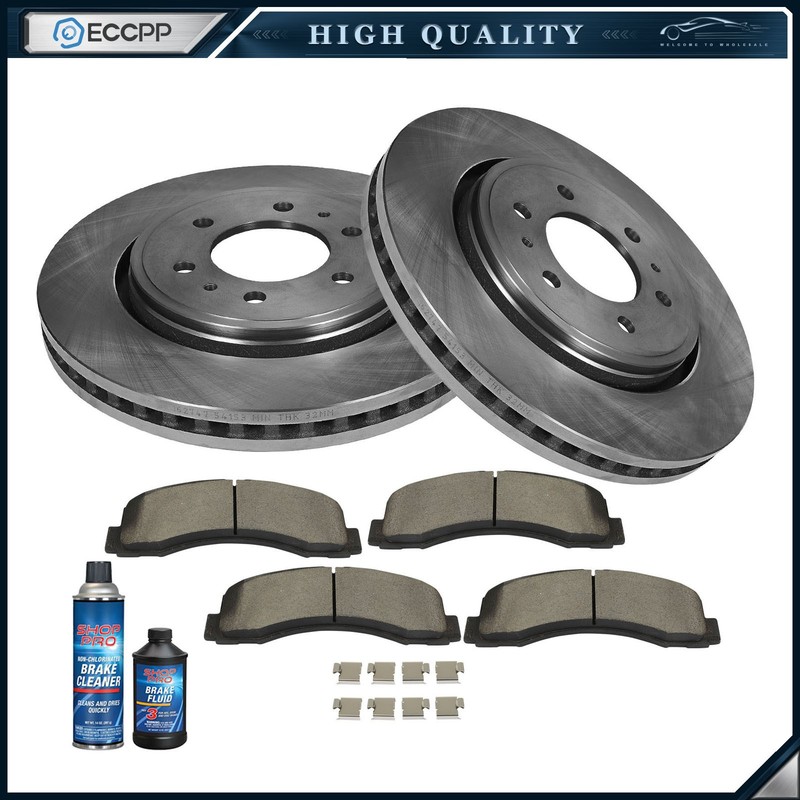 Front Disc Brake Rotor Ceramic Pads Kit For Ford F-150 Expedition Lincoln
