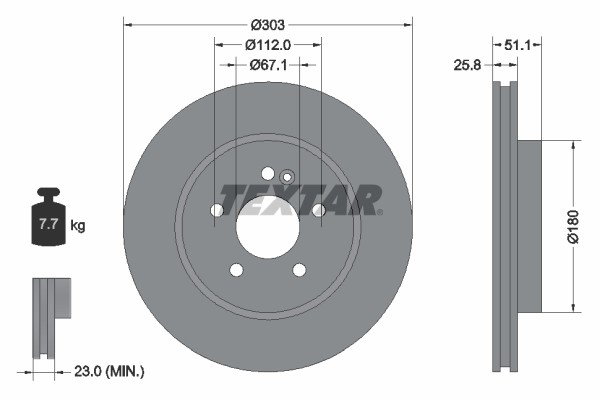 Textar 92089905 Brake Disc for Mercedes-Benz
