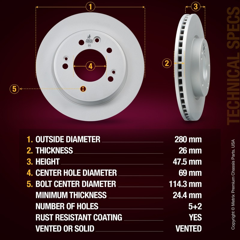 Front Disc Brake Rotor For 09-12 Hyundai Elantra 05-10 Sonata 03-08 Tiburon gallery