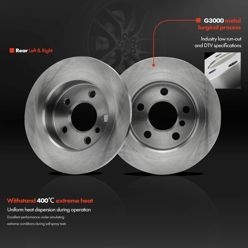 Rear Disc Brake Rotors & Brake Pads for Mini Cooper 2015-2019 L3 1.5L L4 2.0L gallery