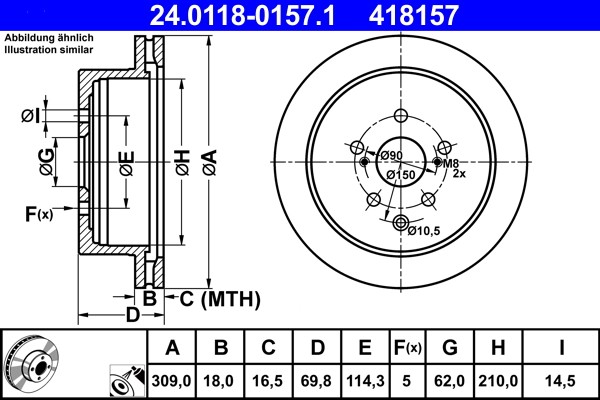 ATE 24.0118-0157.1 Brake Disc for Lexus