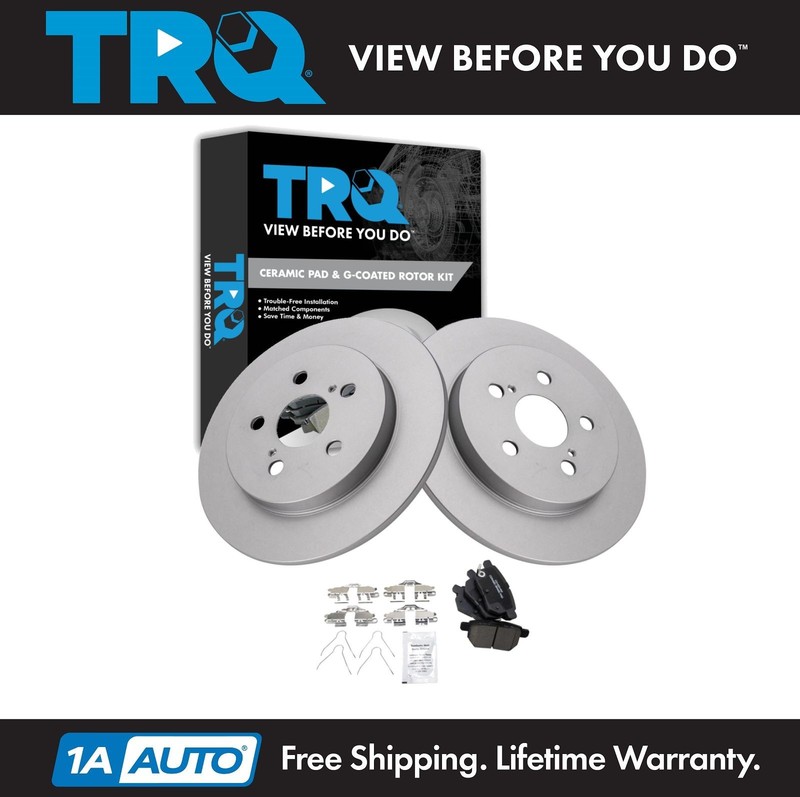 TRQ Rear Brake Pad & Rotor Kit Ceramic Premium G-Coated for Lexus Pontiac Toyota
