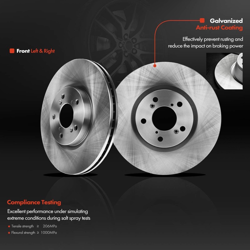 8x Front Brake Rotors & Ceramic Brake Pads + Caliper for Honda Pilot 09-15 330mm gallery