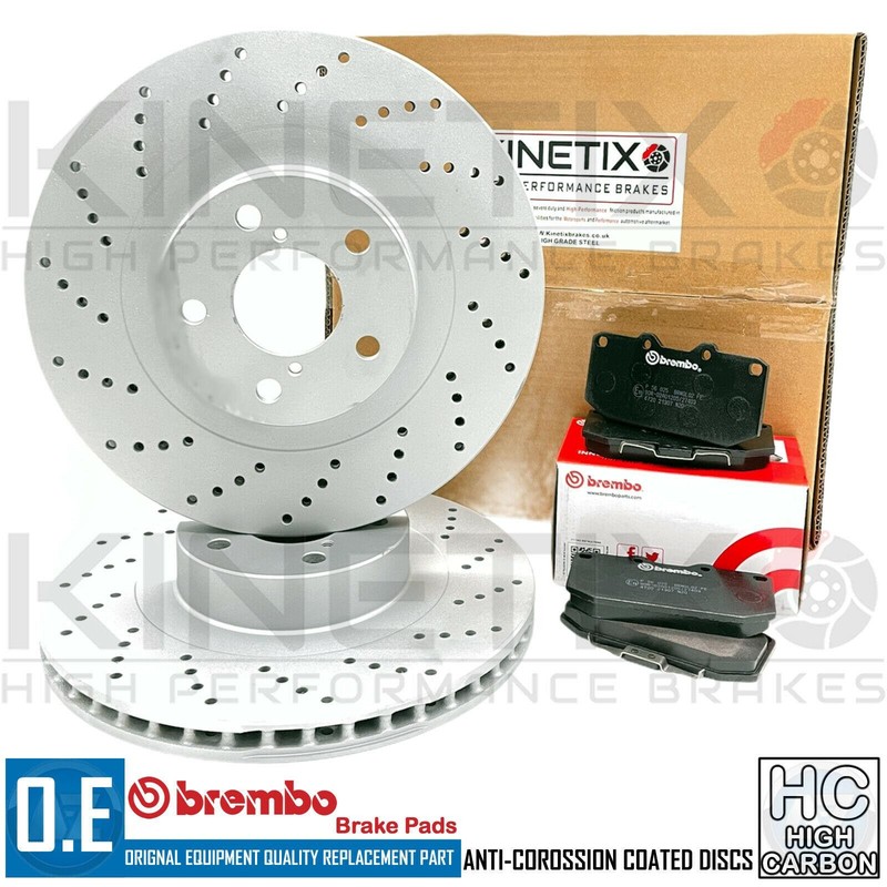 FOR SUBARU IMPREZA 2.0 TURBO 96-00 FRONT DRILLED BRAKE DISCS BREMBO PADS 295mm
