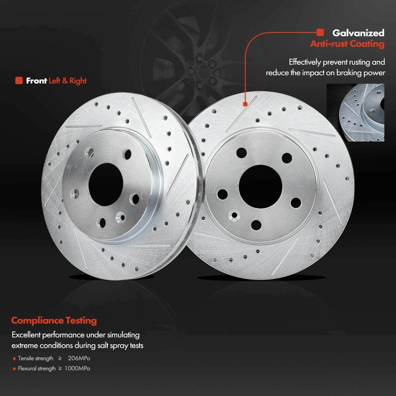 Front Drilled Brake Rotor & Pad + Hub Bearing for Buick Regal Chevrolet Malibu gallery