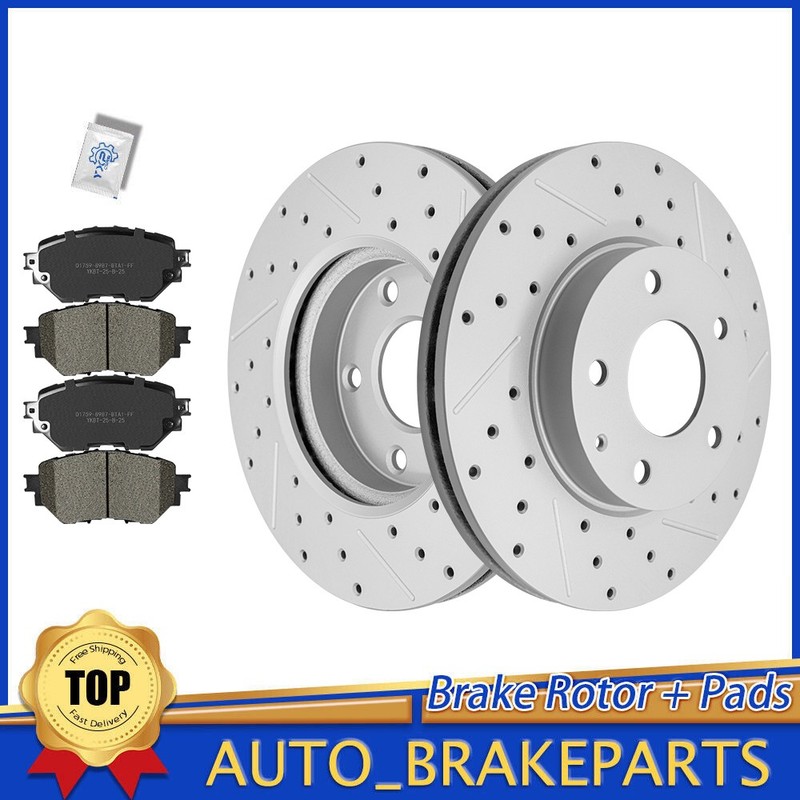 280mm Front Drilled Brake Rotors Pads for 2014 – 2016 Mazda 3 Mexico Built 2.0L
