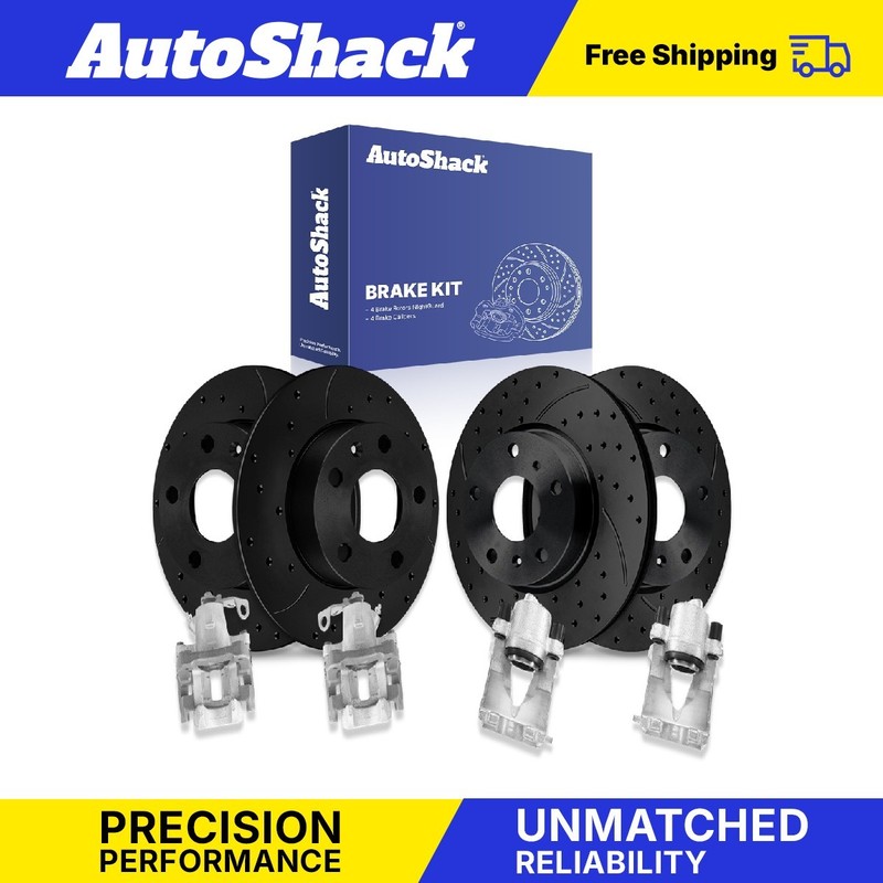 Front Rear Drilled Slotted Brake Rotors Calipers for Volkswagen, Jetta 2000-2005