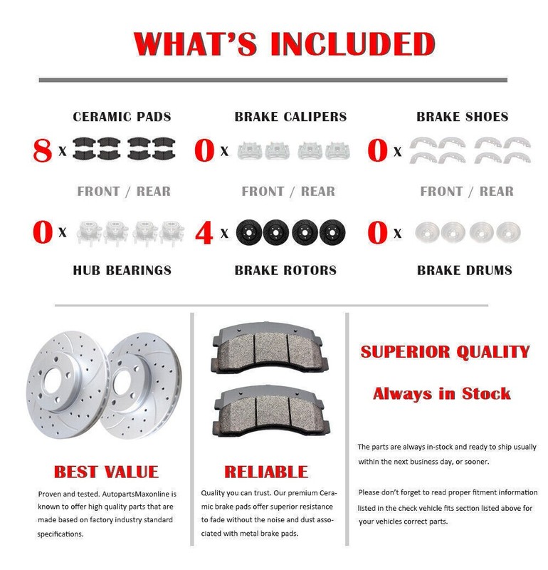 300mm Front Rear Slotted Brake Rotors Disc Pads Kit Fit for Honda Accord Brakes gallery