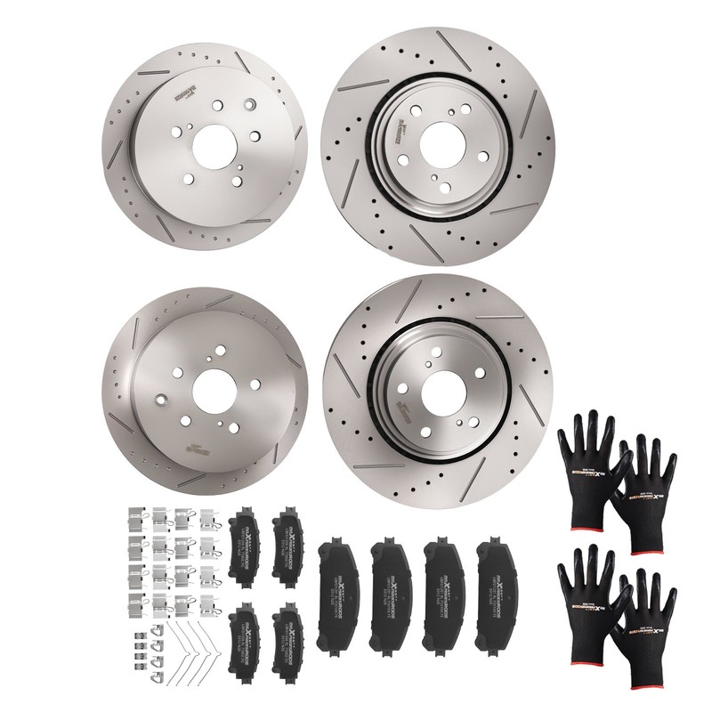 Front Rear Brake Rotors & Ceramic Pads Kit for Toyota Sienna 2011-20 D1391 D1324