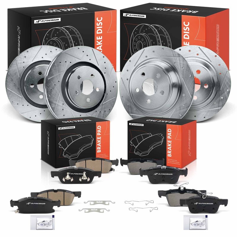 A-Premium Front & Rear Drilled Rotors & Ceramic Pads for Ford Edge Lincoln MKX