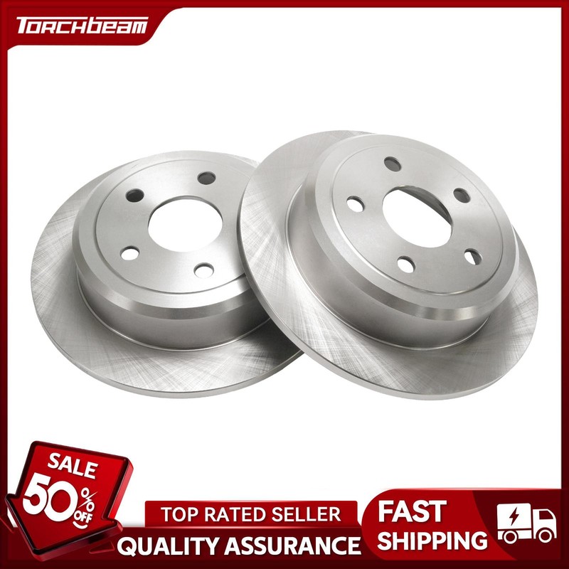 2PC Rear Brake Rotors Solid Rust Preventative Fits 2007-2017 Jeep Wrangler 2018