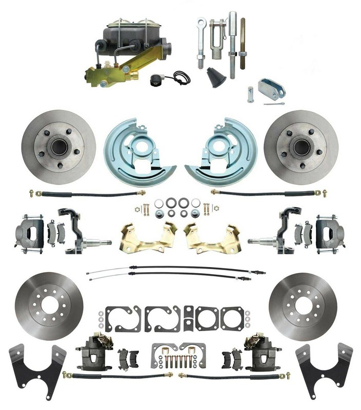 1967-72 Chevelle Standard 4 Wheel Manual Disc Brake Kit Cast Iron Master & Valve